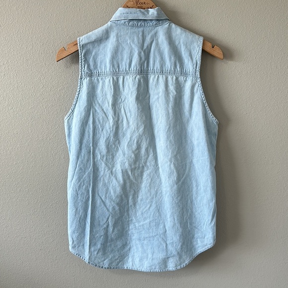 Vintage FORENZA Light Blue Denim Button Down Sleeveless Top Small - Picture 8 of 8